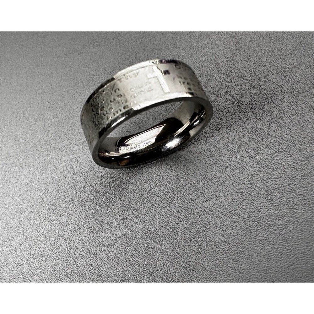 Cross Crucifix With Etched Edge INRI and  - stainless steel cross ring LUX - 10V - Picture 3 of 5